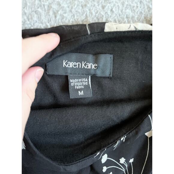 Karen Kane Top Medium Oversied Relaxed Floral Long Sleeve Classic Black Blouse - Picture 7 of 15